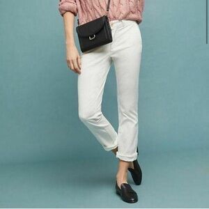 Anthropologie Chino Rainbow Speckled Relaxed White Pants‎ Size Small 26 Petite